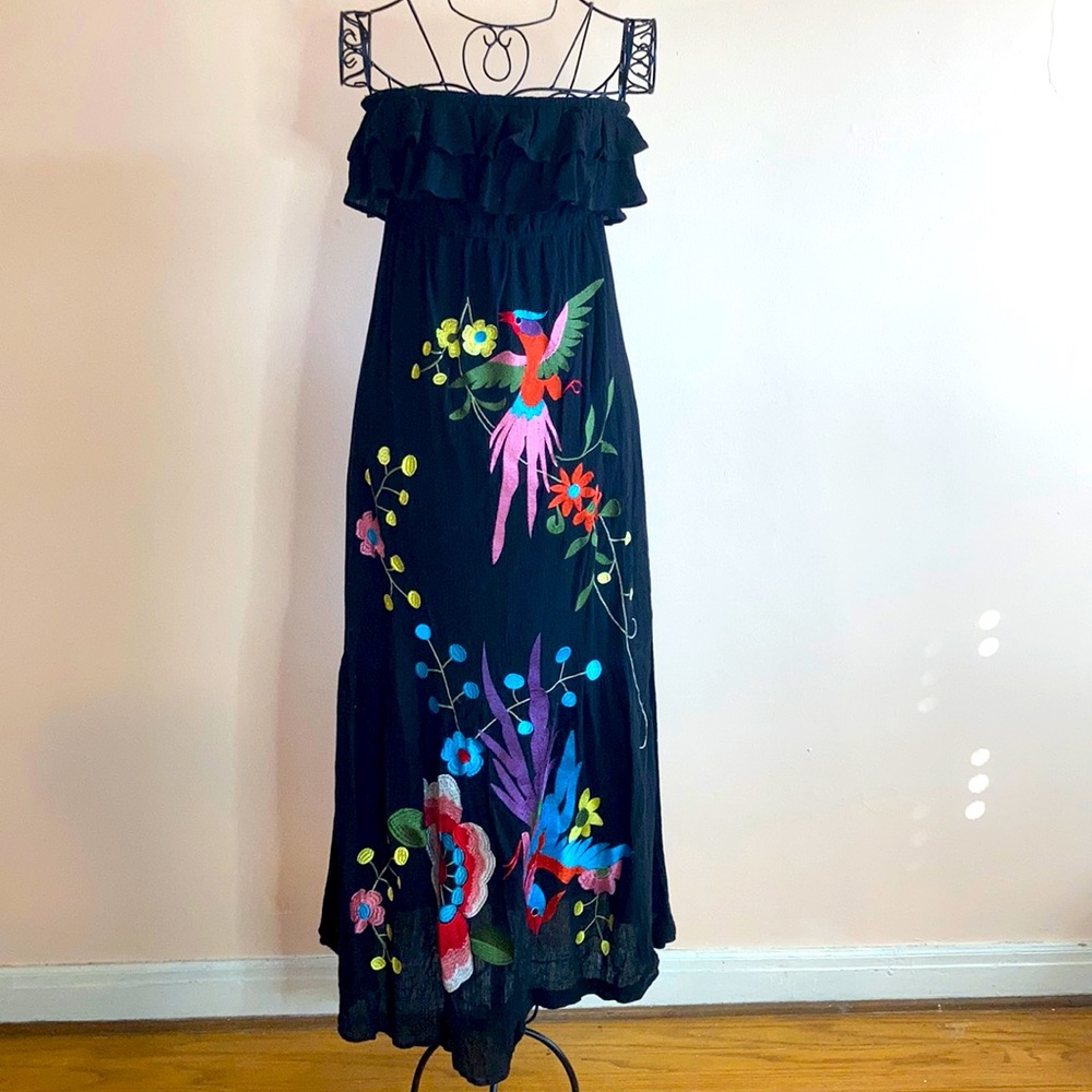 VaVa Joy Han Black Strapless Embroidered Dress S
